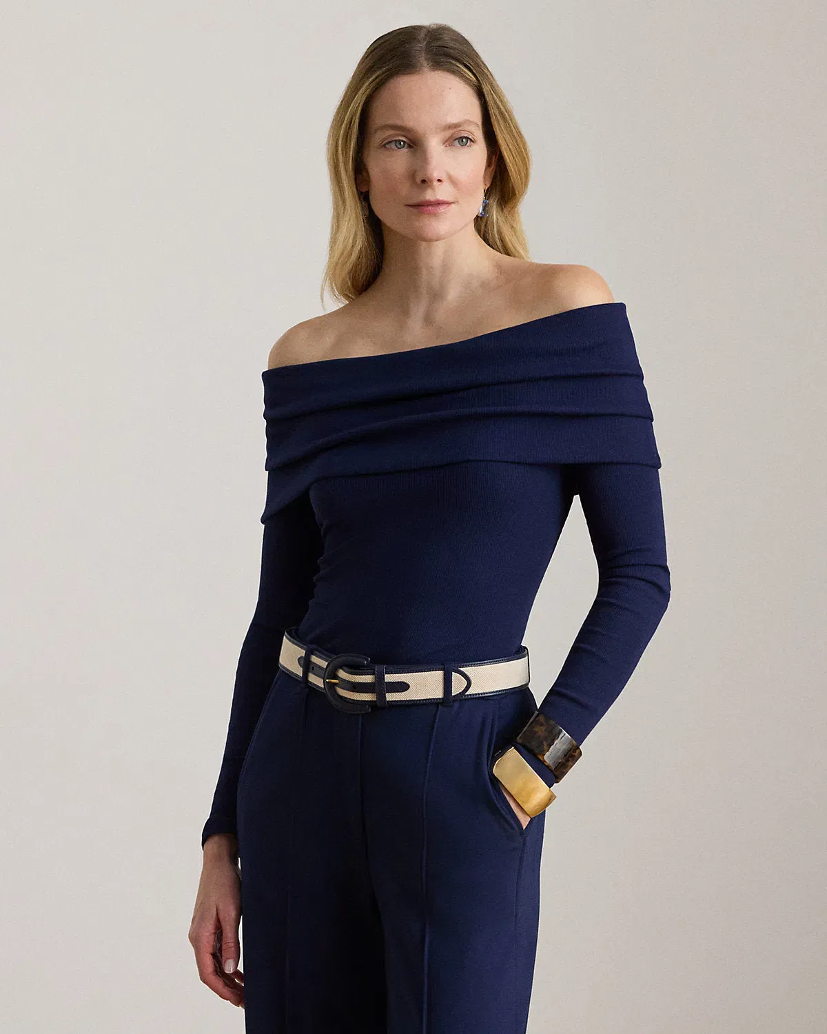 Ralph Lauren Ribbed CottonBlend OfftheShoulder Top