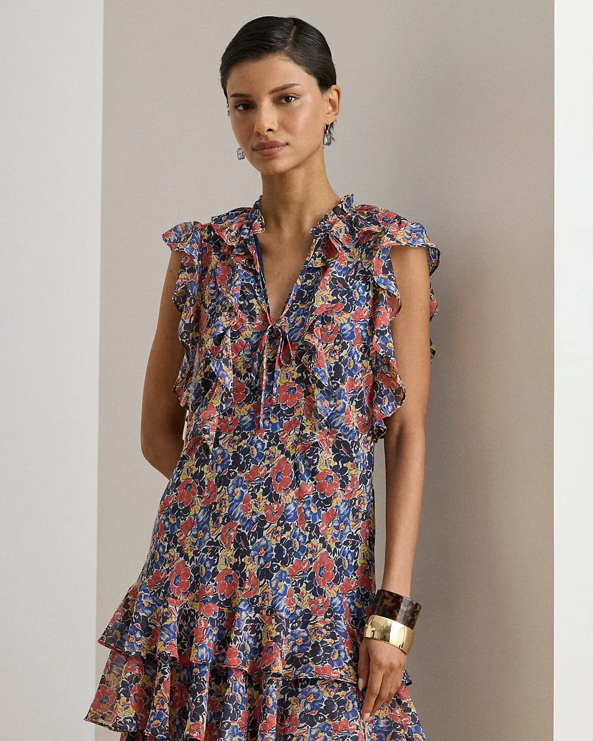 Ralph Lauren Floral RuffleTrim Georgette Dress
