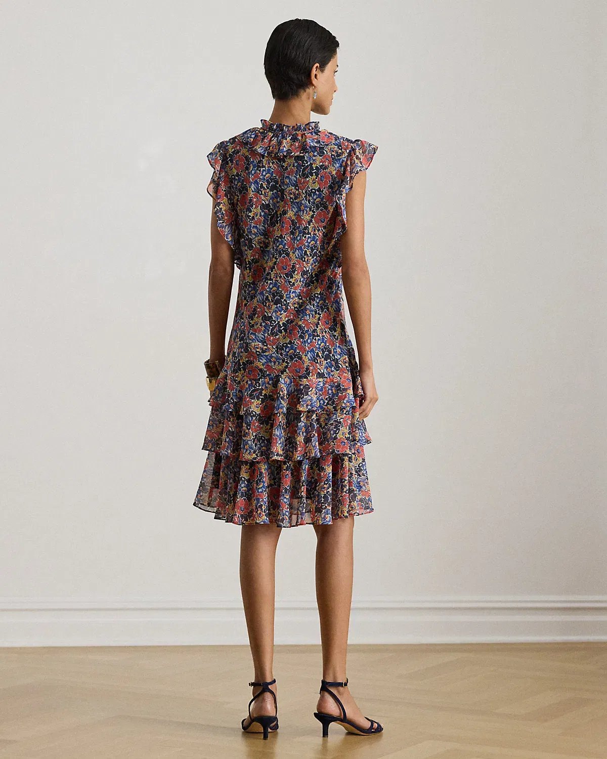 Ralph Lauren Floral RuffleTrim Georgette Dress