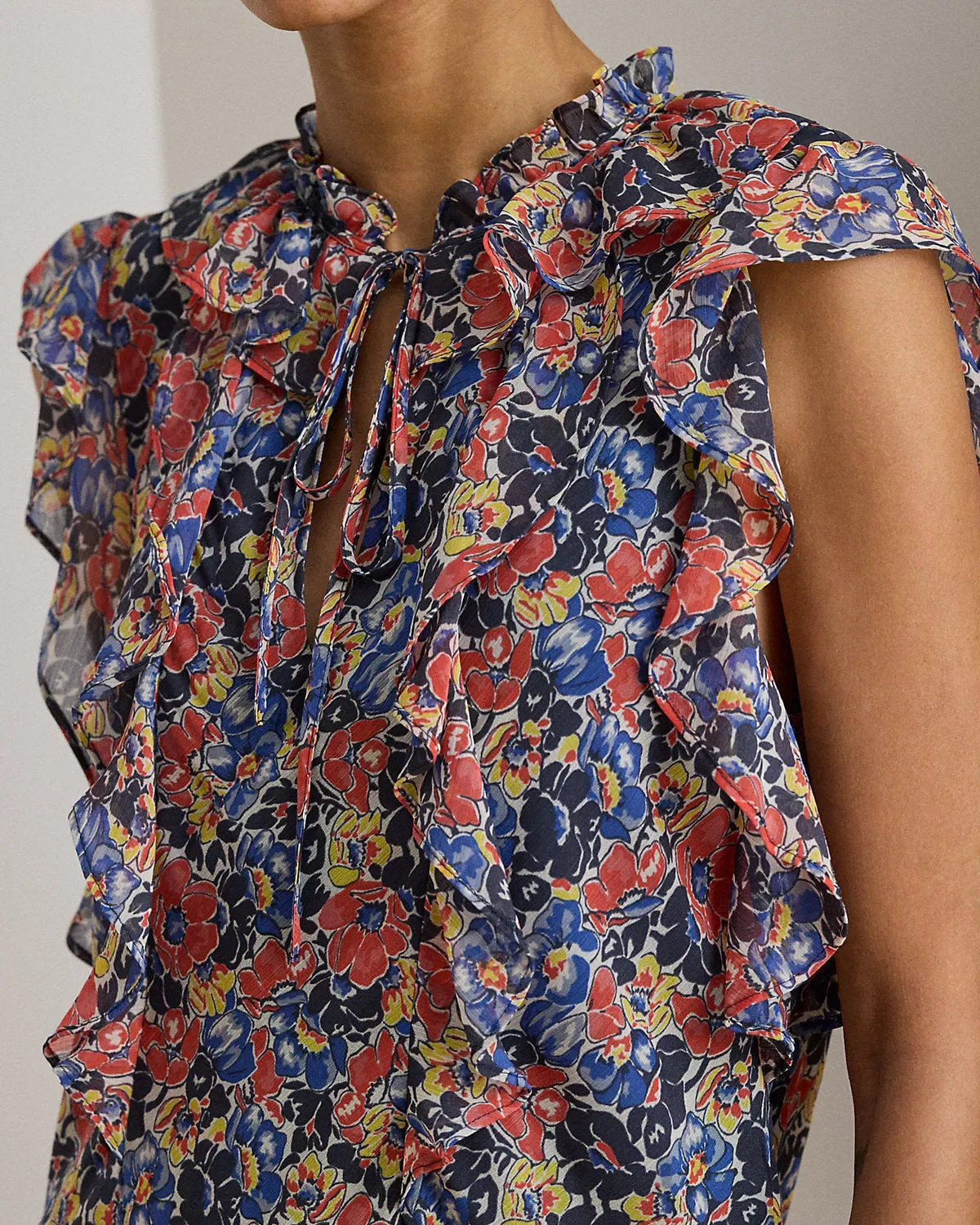 Ralph Lauren Floral RuffleTrim Georgette Dress