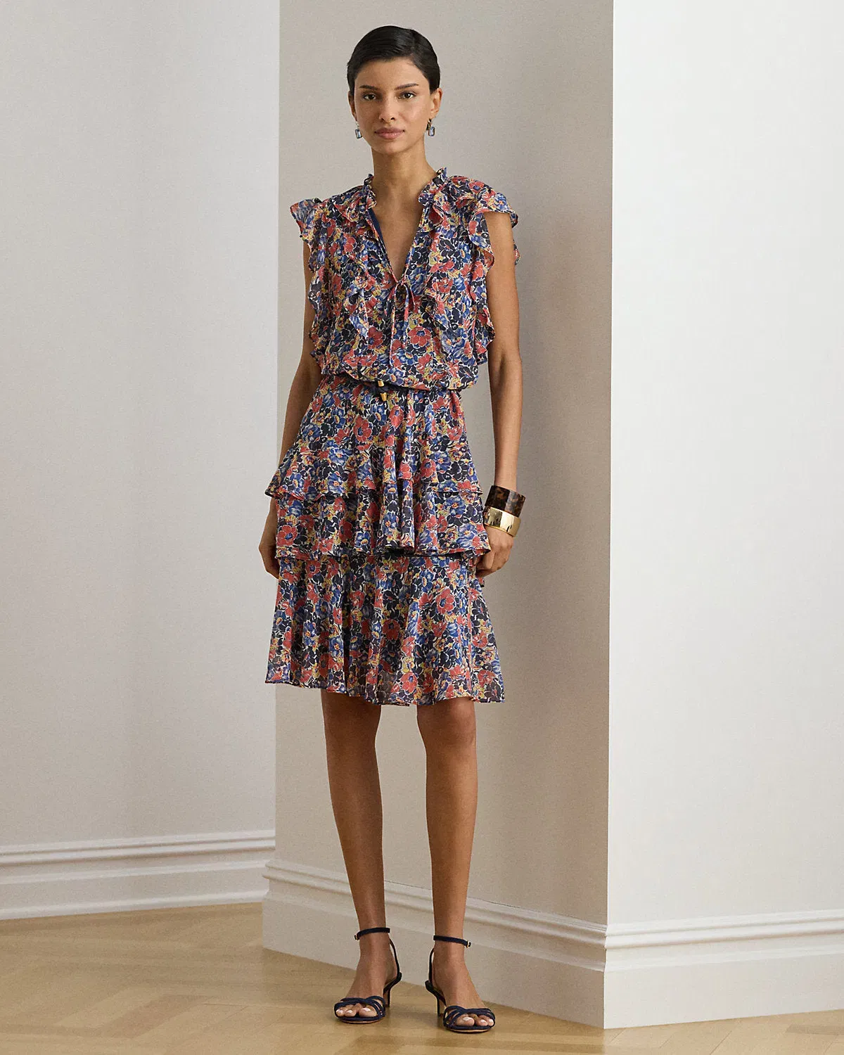 Ralph Lauren Floral RuffleTrim Georgette Dress