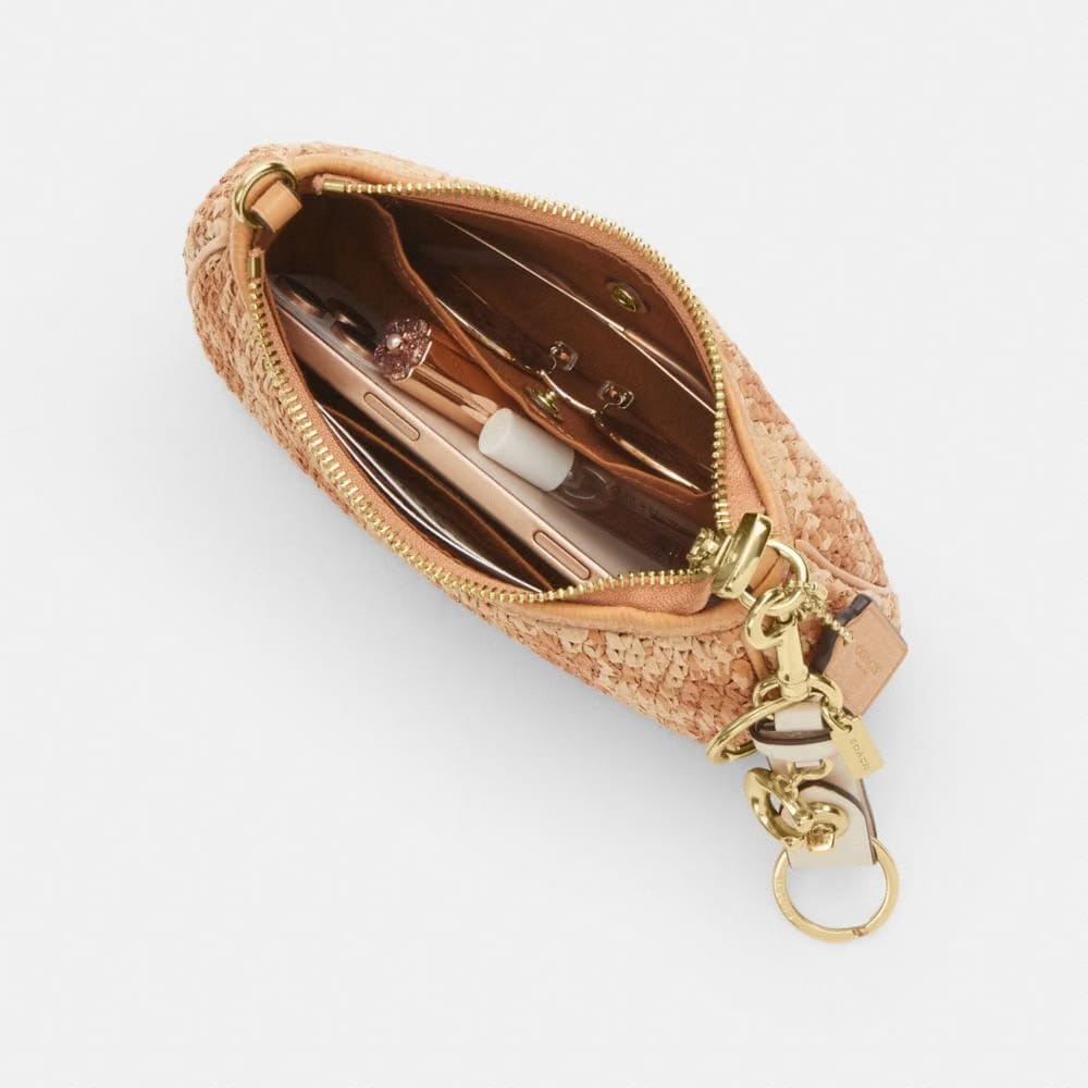 Coach Teri Mini Crossbody Bag With Gingham Print Gold Tan