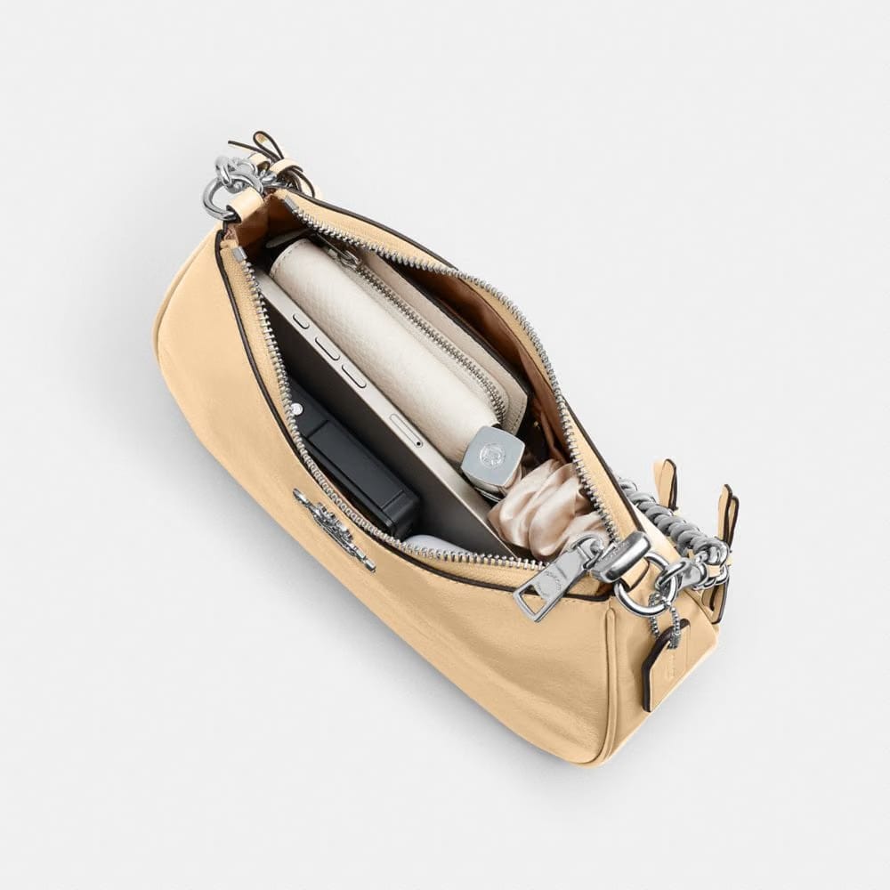 Coach Teri Shoulder Bag With Bows Silver Light Sand