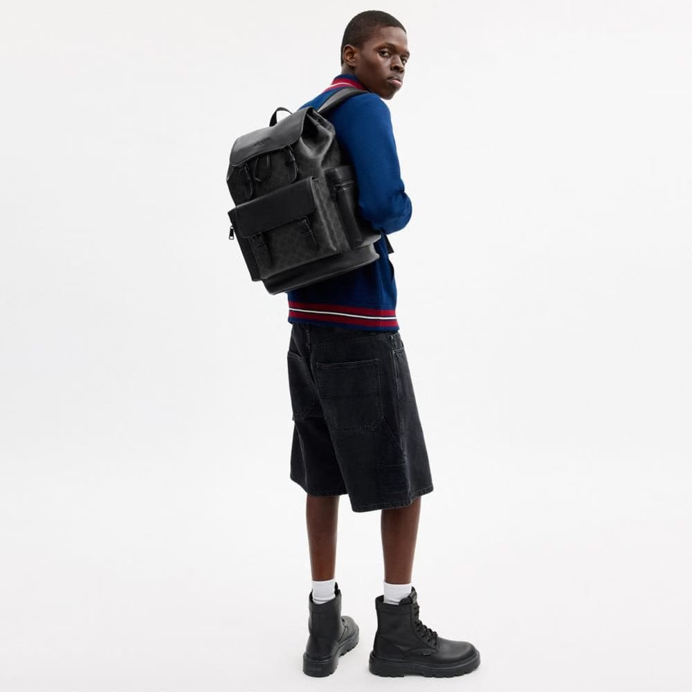 Coach Sprint Backpack In Signature Canvas Matte Black Black Signature