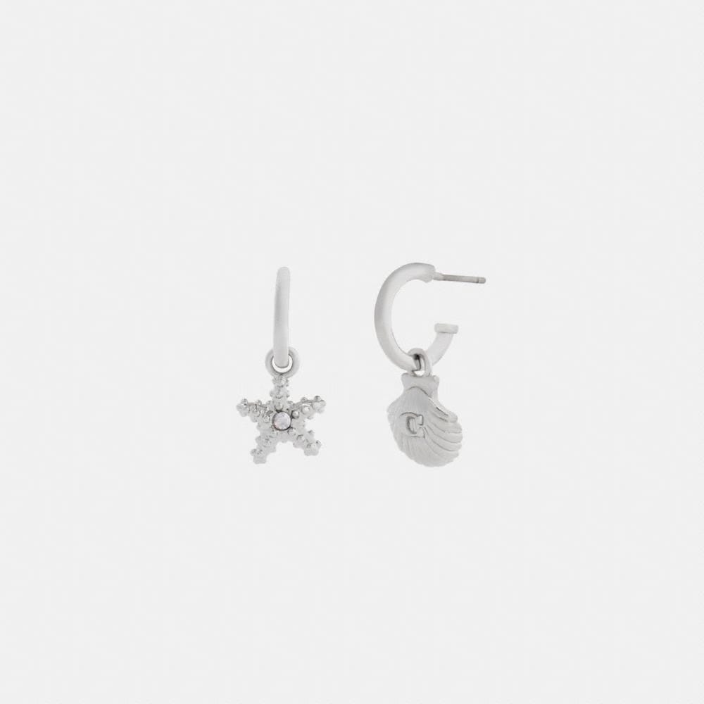 Coach Seashells Huggie Earrings Silver