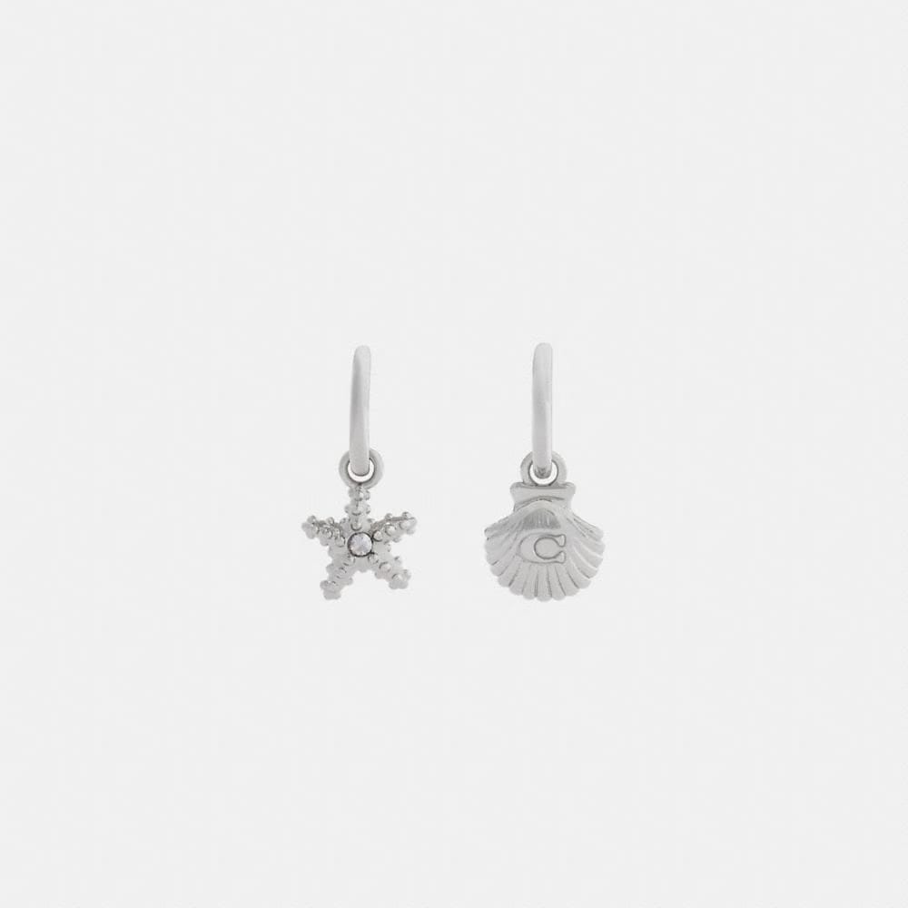 Coach Seashells Huggie Earrings Silver