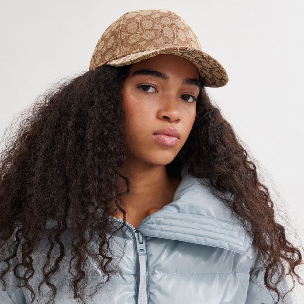 Coach Signature Jacquard Baseball Hat Khaki