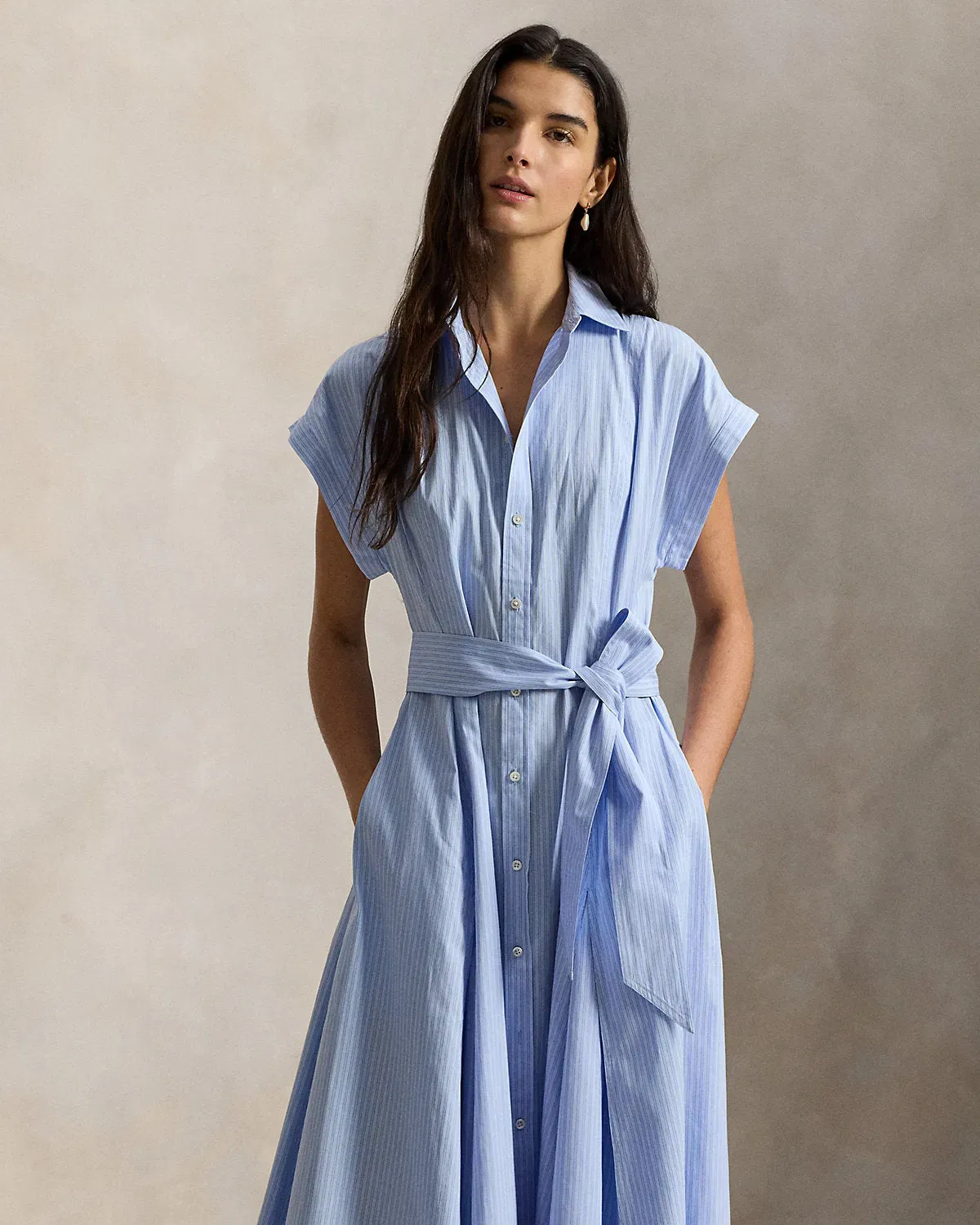 Ralph Lauren Striped Belted Cotton Shirtdress