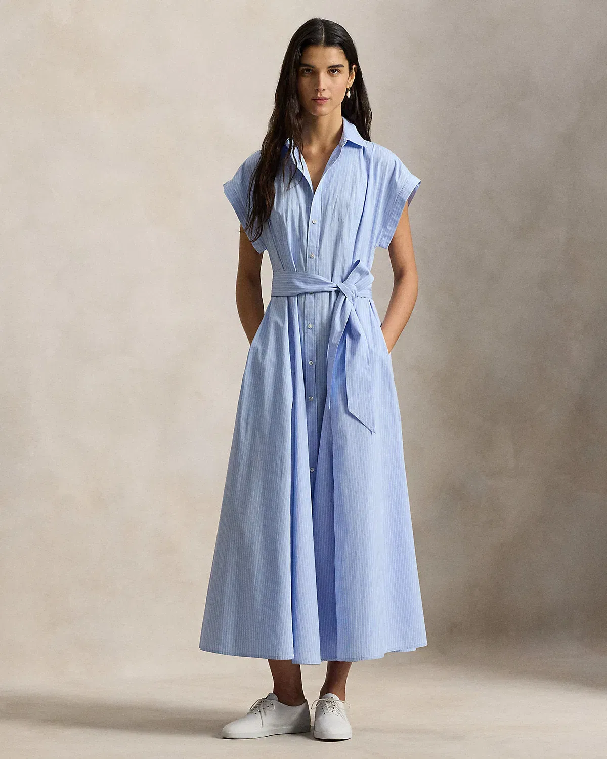 Ralph Lauren Striped Belted Cotton Shirtdress