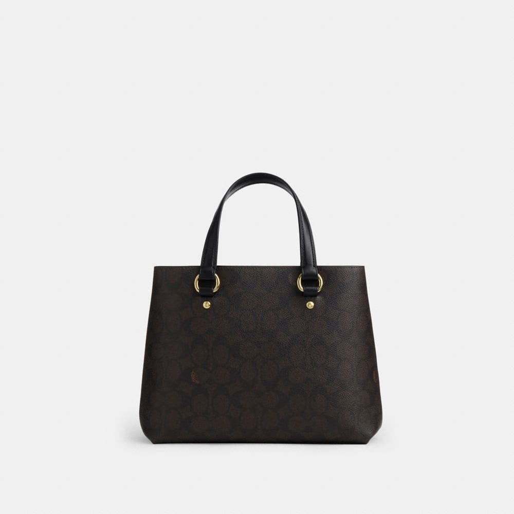 Coach Station Carryall Bag In Signature Canvas Gold Walnut Black