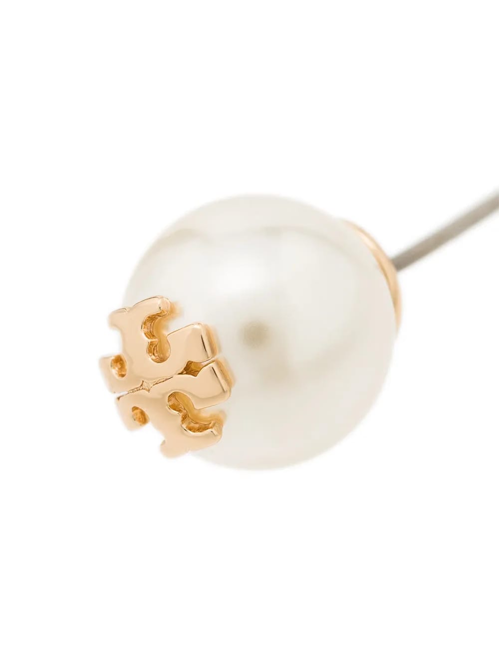 logo-plaque pearl stud earrings