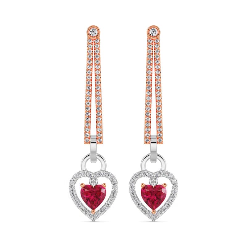 Lab Grown Diamond Drop Heart Earrings