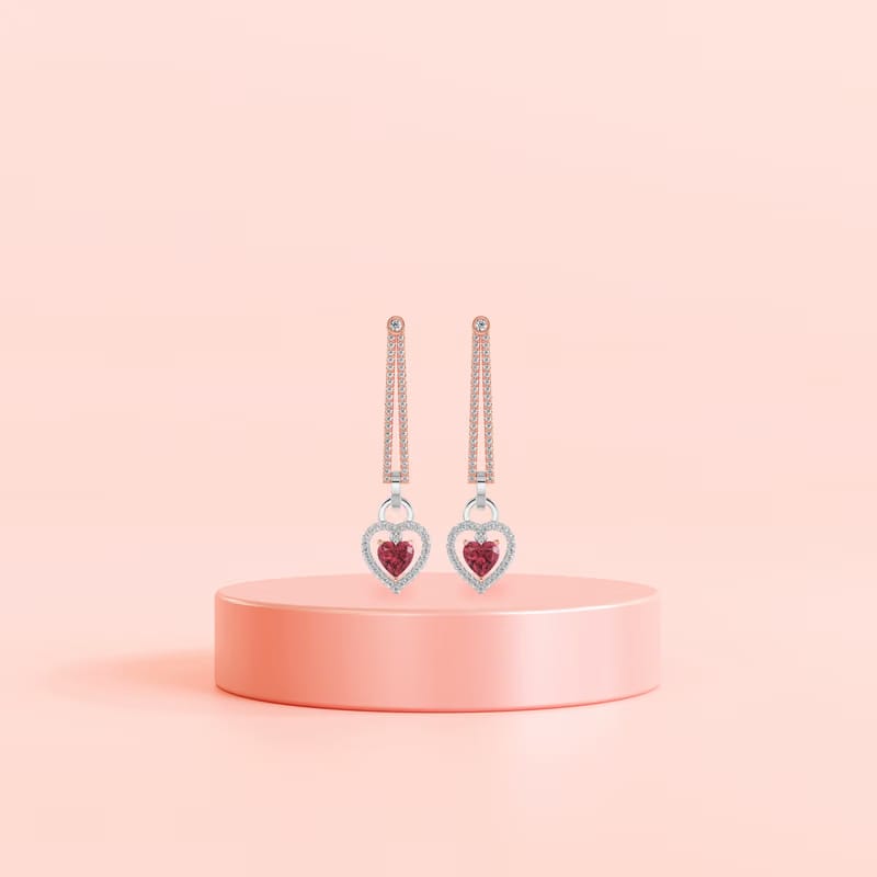 Lab Grown Diamond Drop Heart Earrings