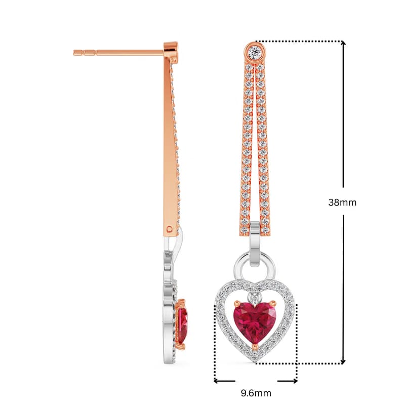Lab Grown Diamond Drop Heart Earrings