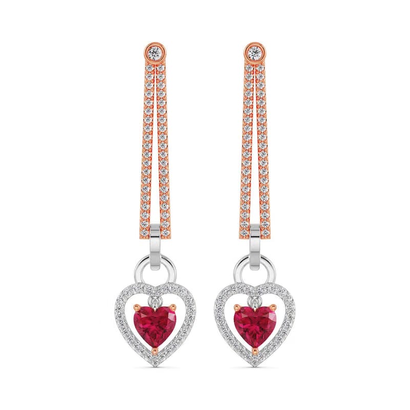 Lab Grown Diamond Drop Heart Earrings 9KT
