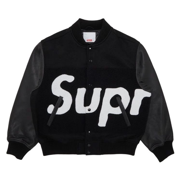 Supreme Big Logo Chenille Varsity Jacket Black