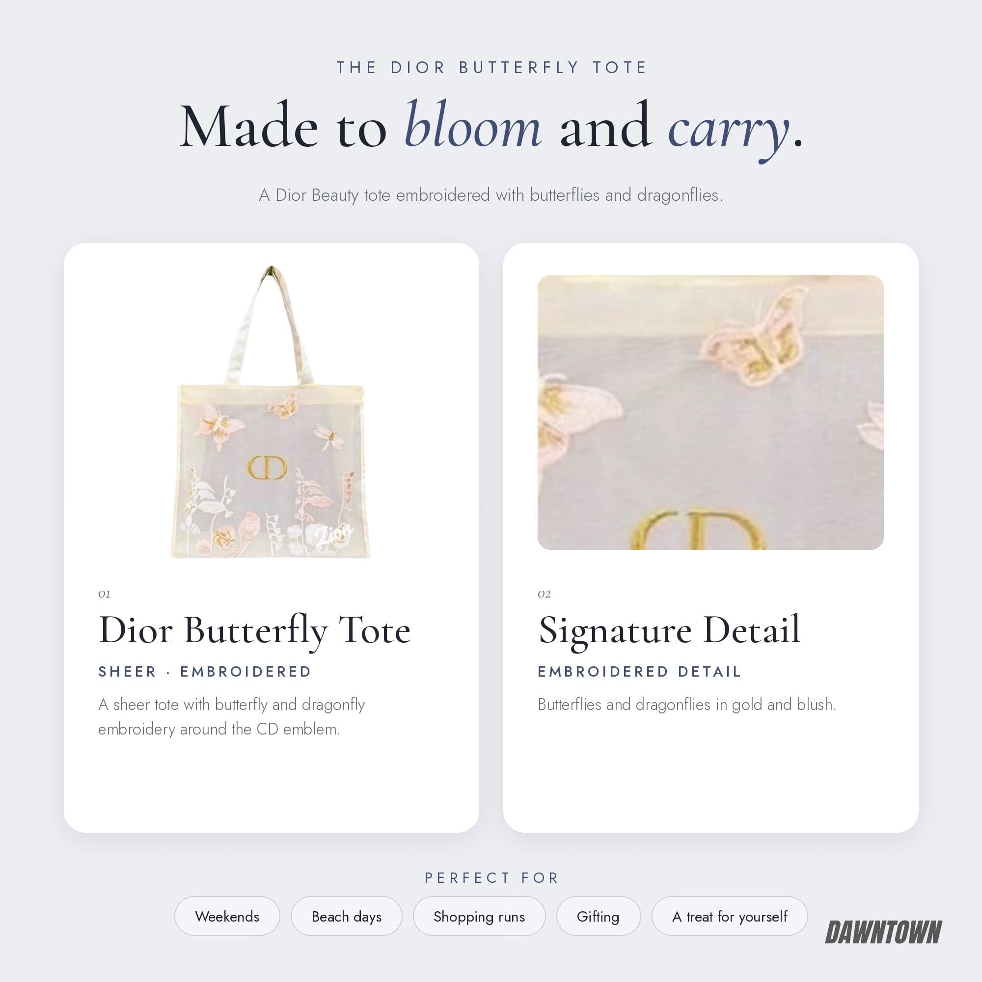 Dior Beauty Embroidered Butterflies and Dragonflies Tote Bag – image 3 of 4 Dior Beauty Embroidered Butterflies and Dragonflies Tote Bag – image 3 of 4