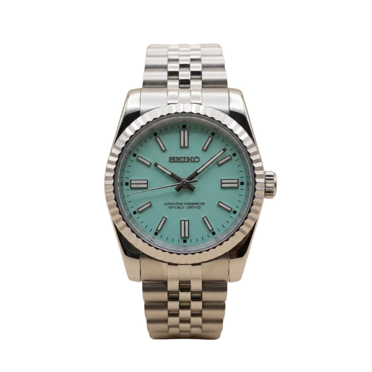 SEIKO Mod Datejust "Tiffany Blue" – Turquoise Dial & Jubilee Bracelet