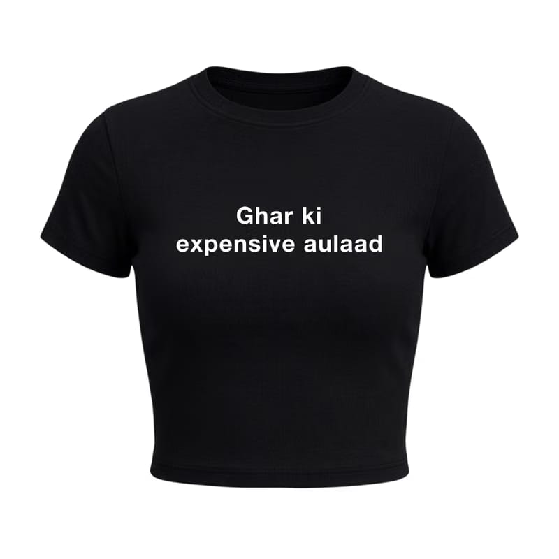 Forfksake Ghar Ki Expensive Aulaad Baby Tee Black