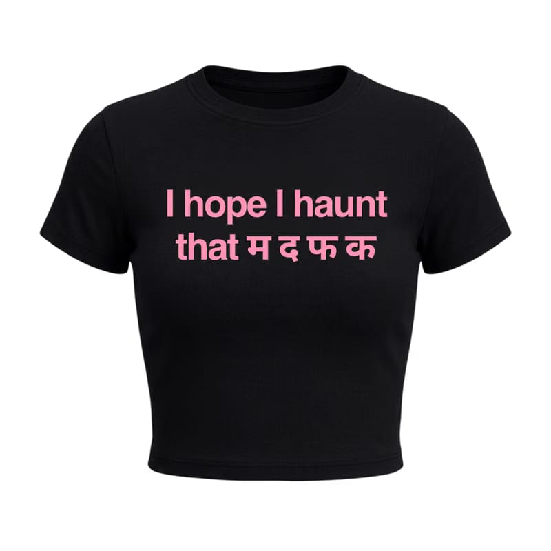 Forfksake Haunt You Baby Tee Black