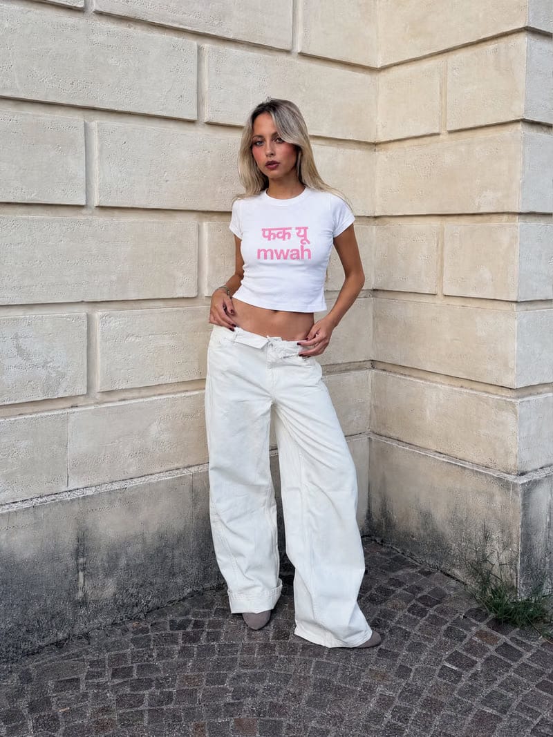 Forfksake Mwah Baby Tee White