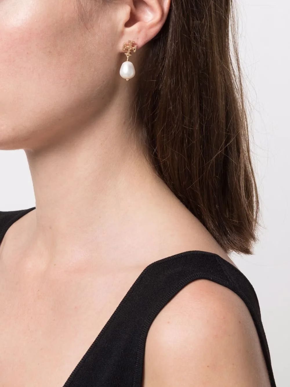 Kira pearl double hoop earrings