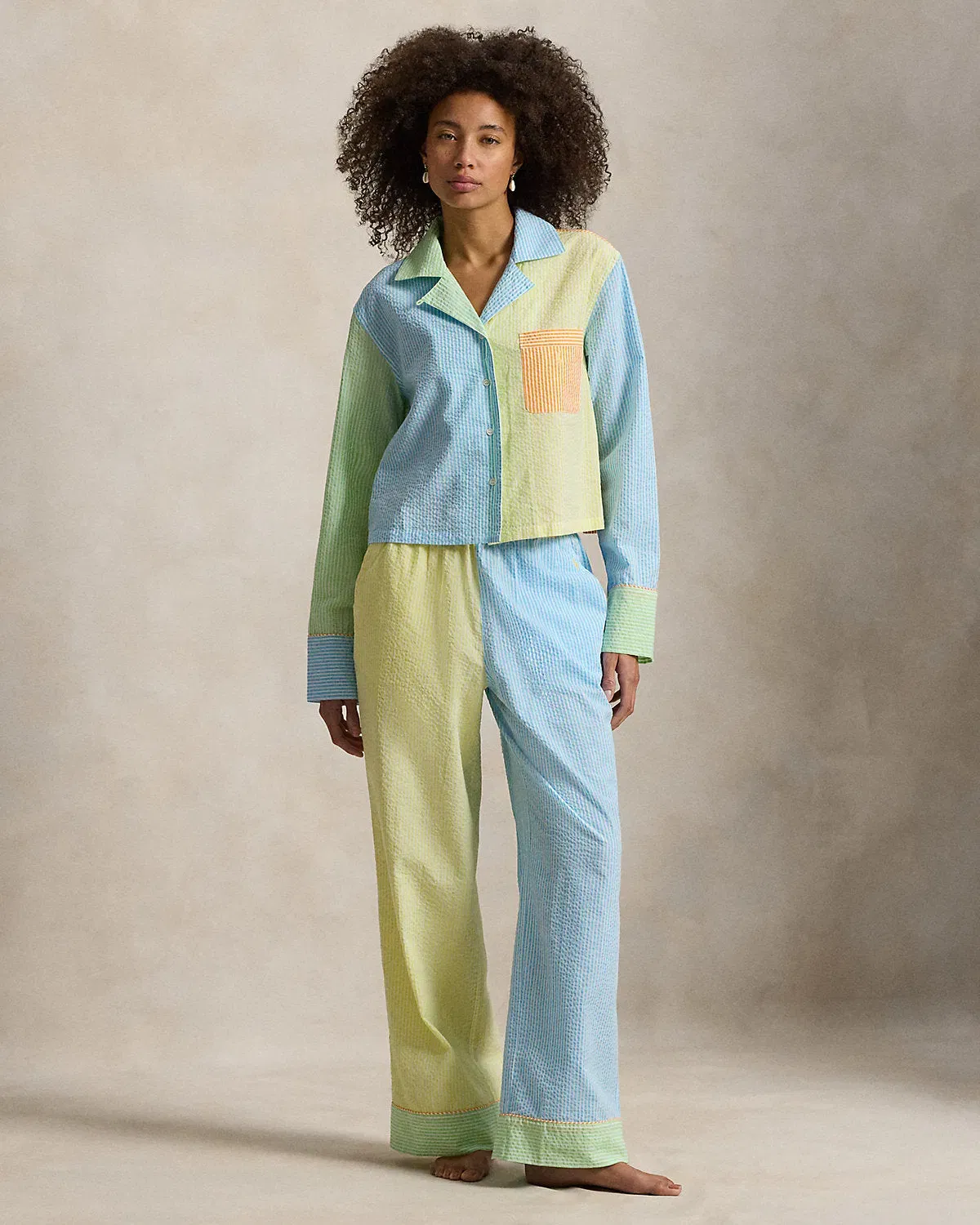 Ralph Lauren ColorBlocked Seersucker Pajama Set