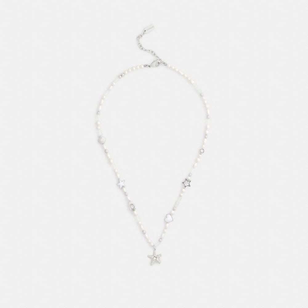 Coach Pearls And Seashell Necklace Silver Pearl