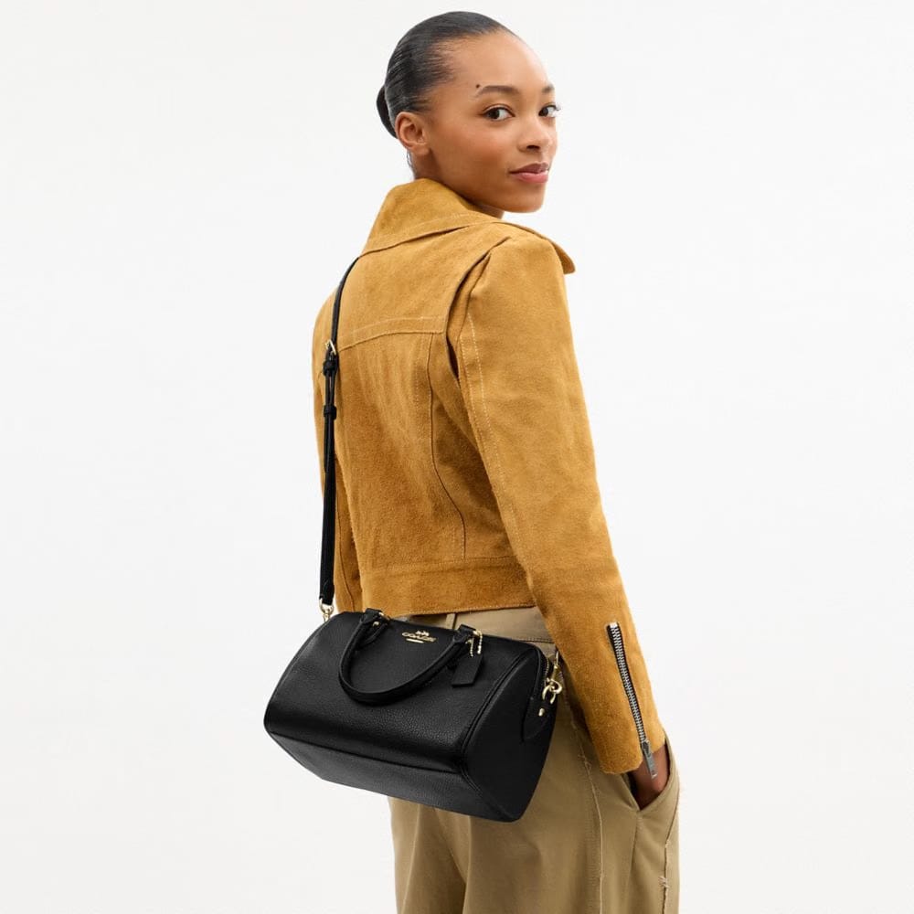 Coach Rowan Satchel Bag in Gold Black