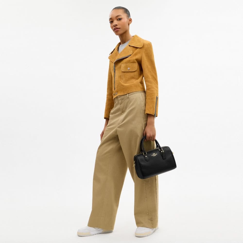 Coach Rowan Satchel Bag in Gold Black