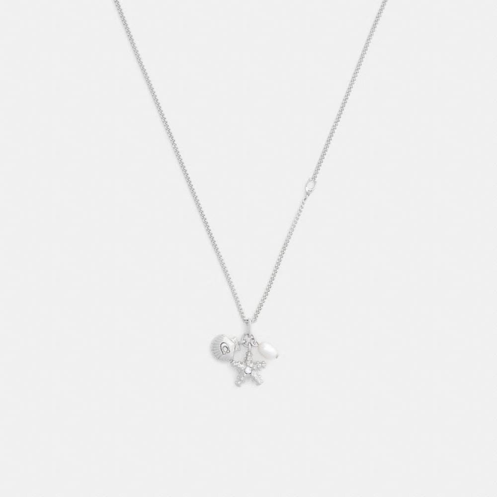 Coach Pearl And Seashell Pendant Necklace Silver Pearl