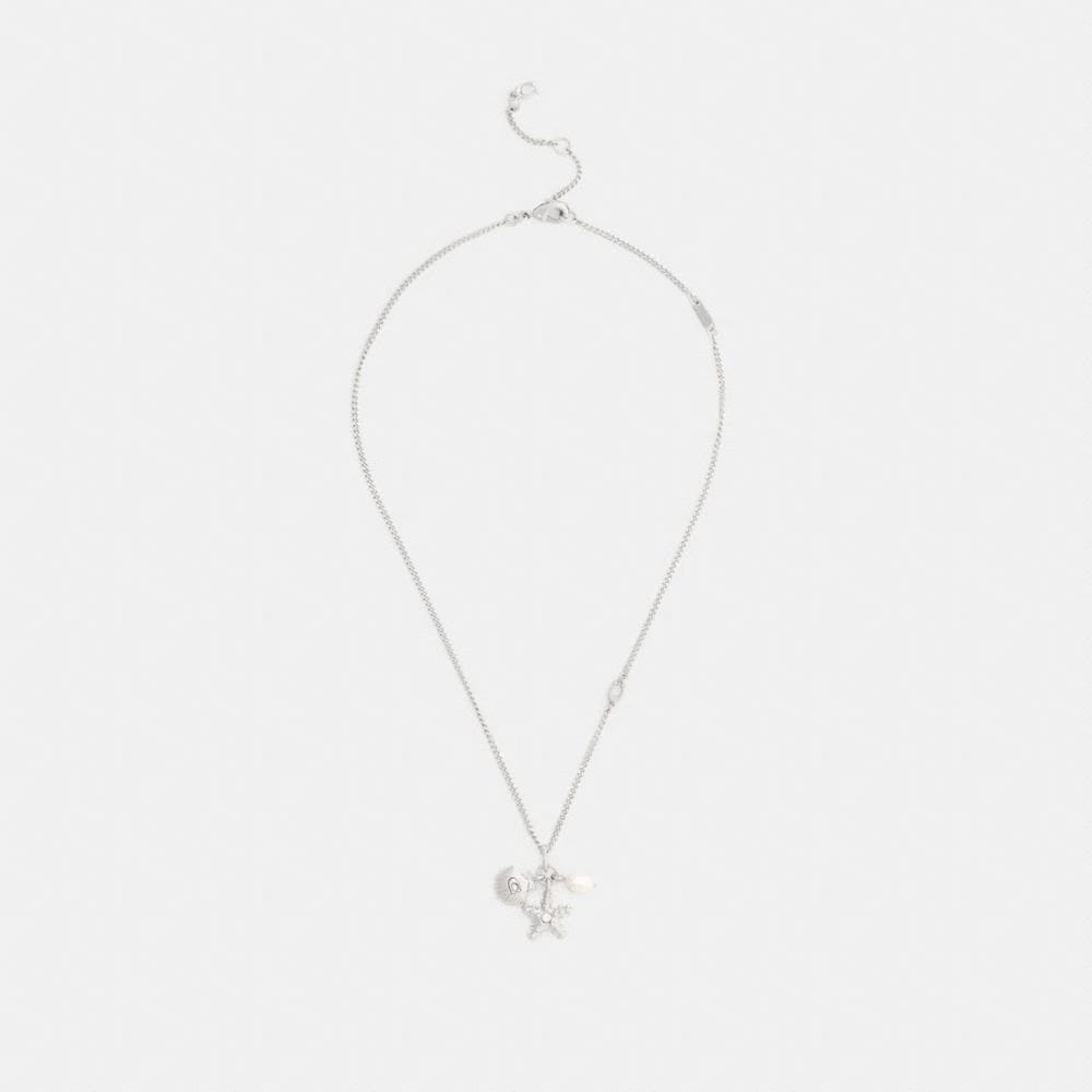 Coach Pearl And Seashell Pendant Necklace Silver Pearl