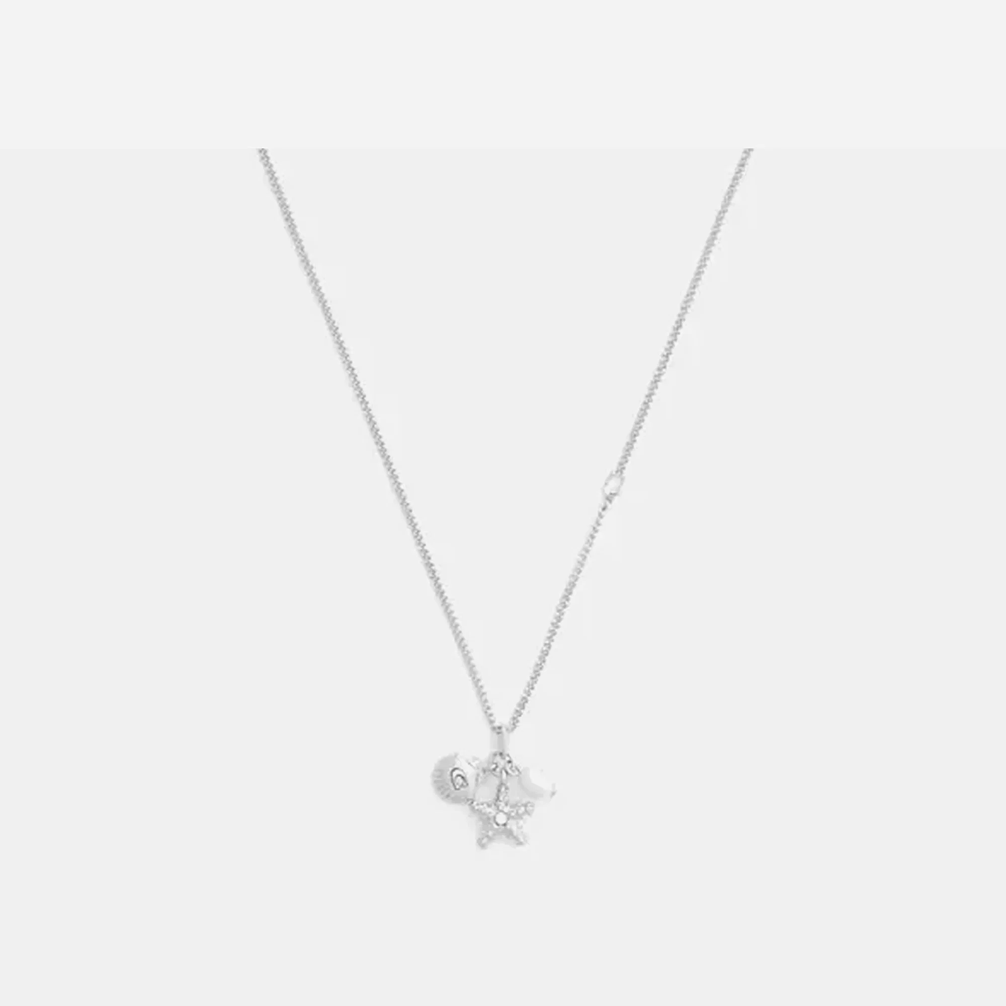 Coach Pearl And Seashell Pendant Necklace Silver Pearl