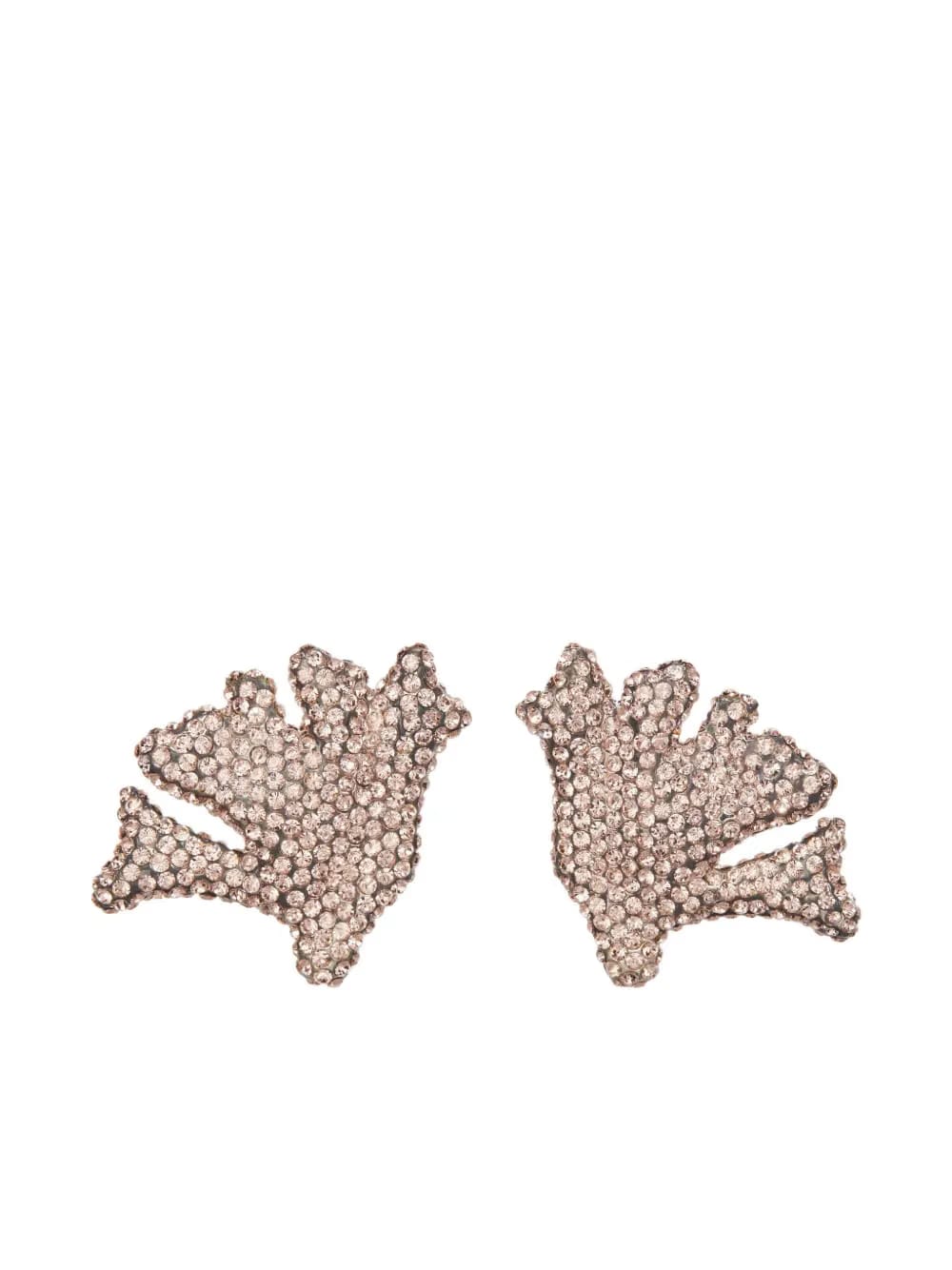 Coral rhinestone-embellished clip-on earrings