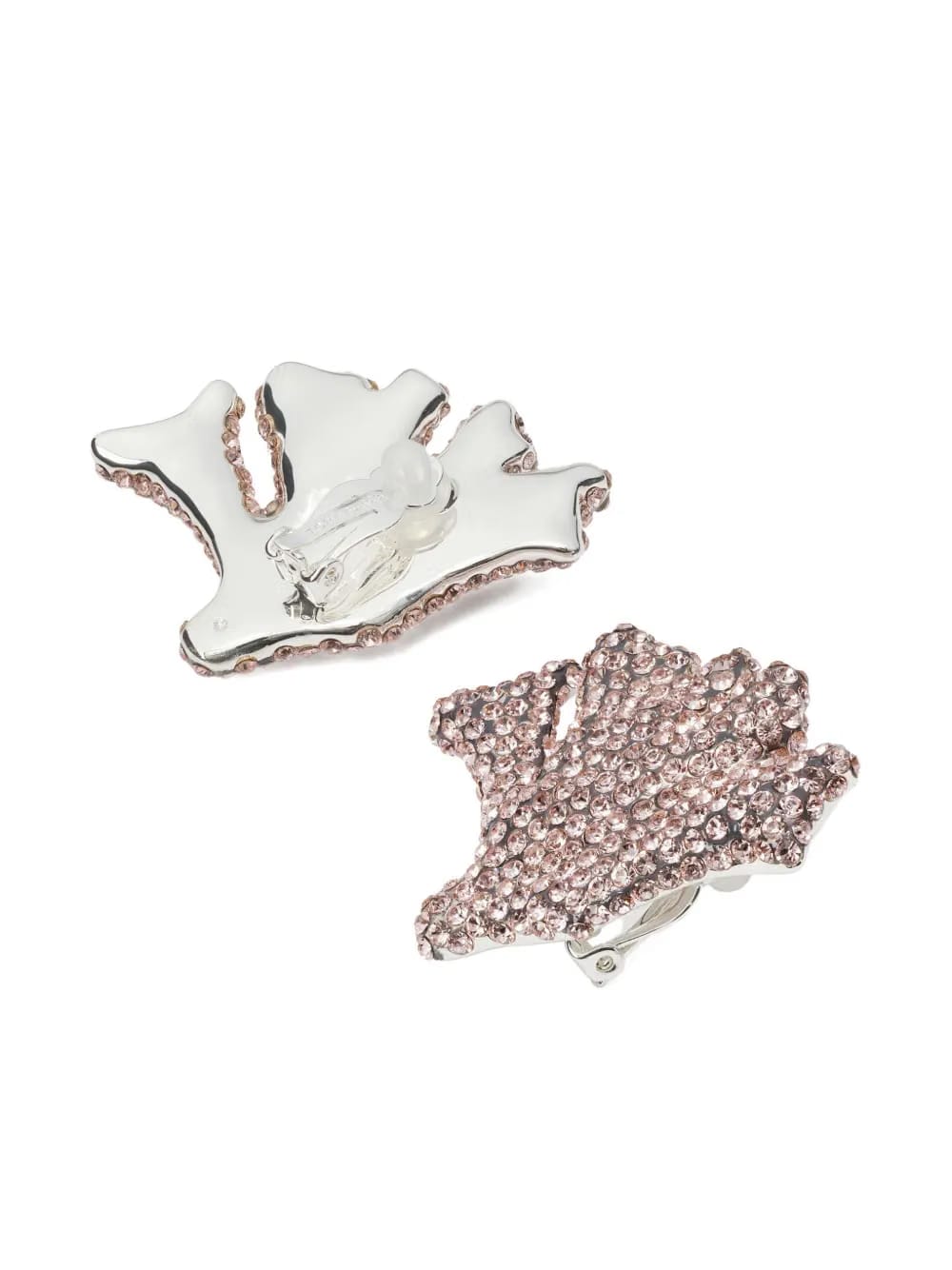 Coral rhinestone-embellished clip-on earrings
