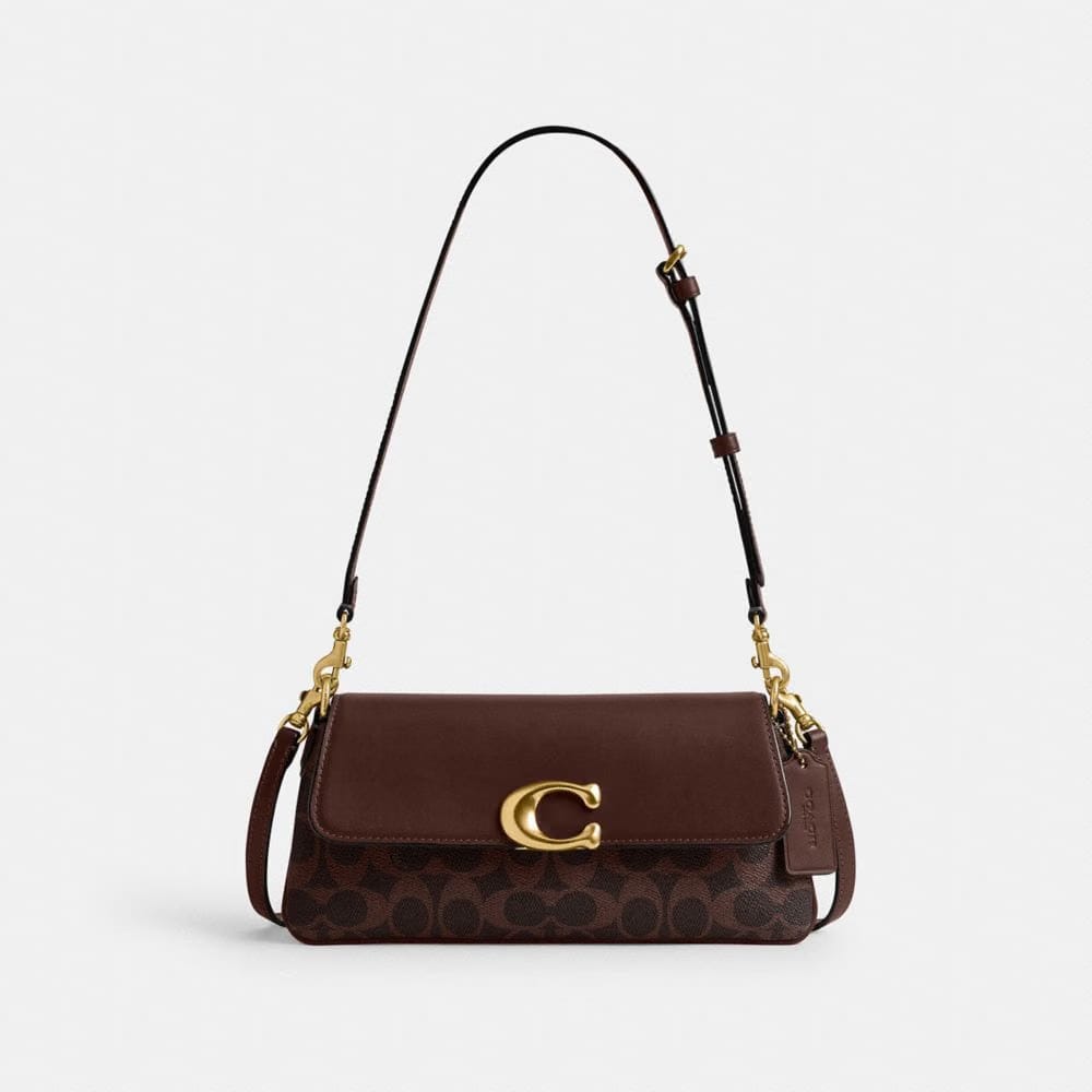 Coach Jet Shoulder Bag In Signature Canvas Brass Maple