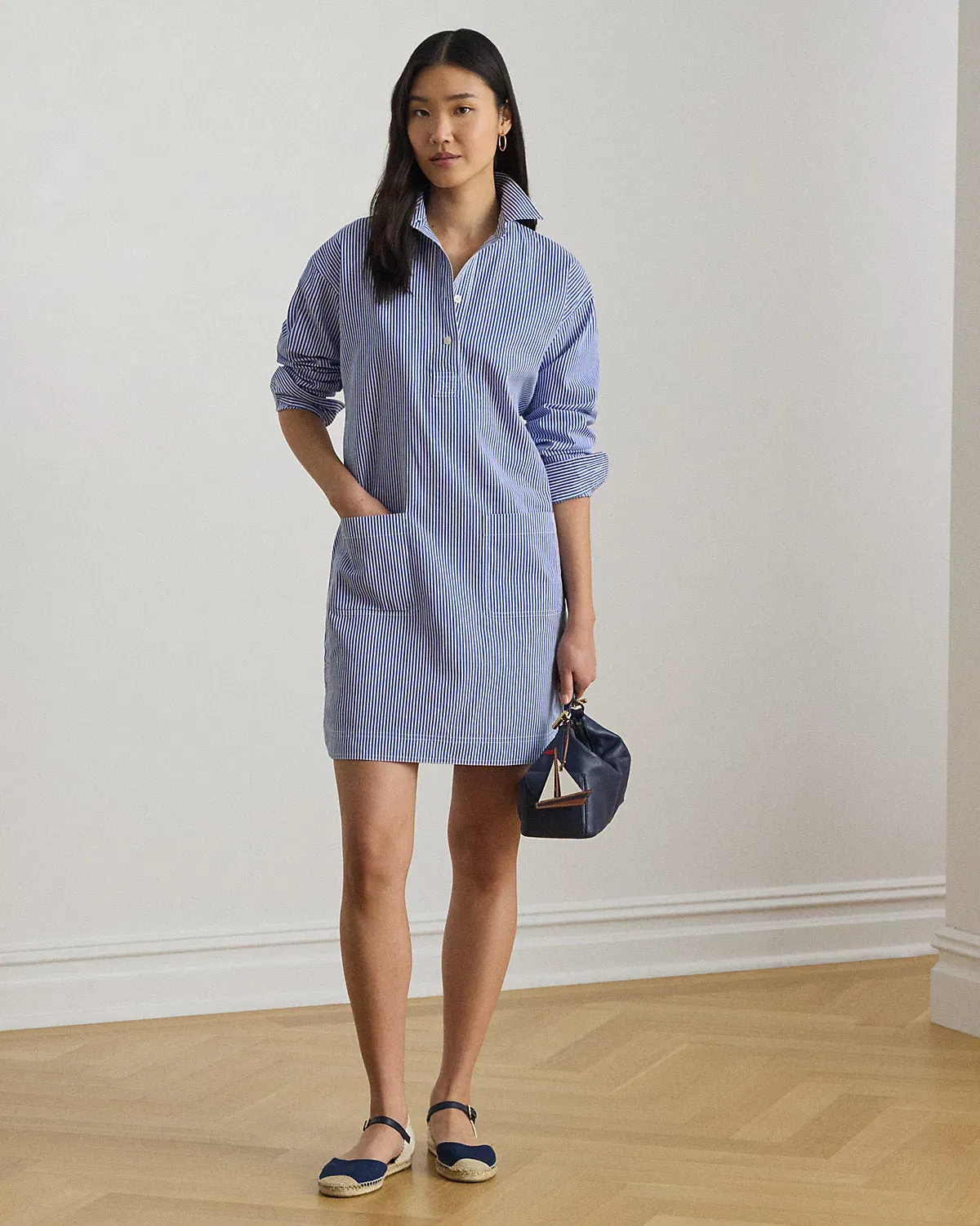 Ralph Lauren Striped Cotton Broadcloth Shirtdress