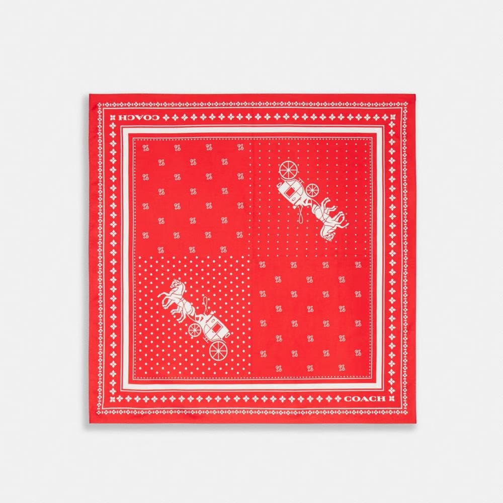 Coach Horse And Carriage Dot Print Silk Bandana Flame Scarlet