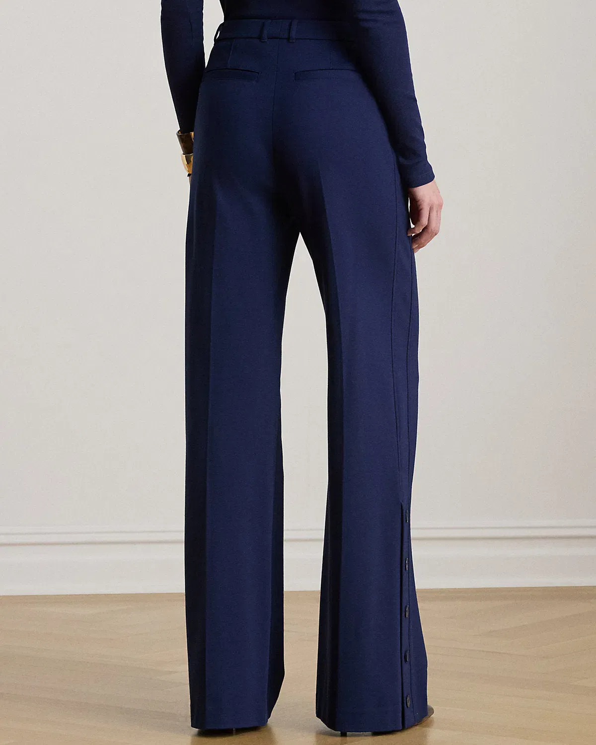 Ralph Lauren ButtonTrim Ponte WideLeg Pant