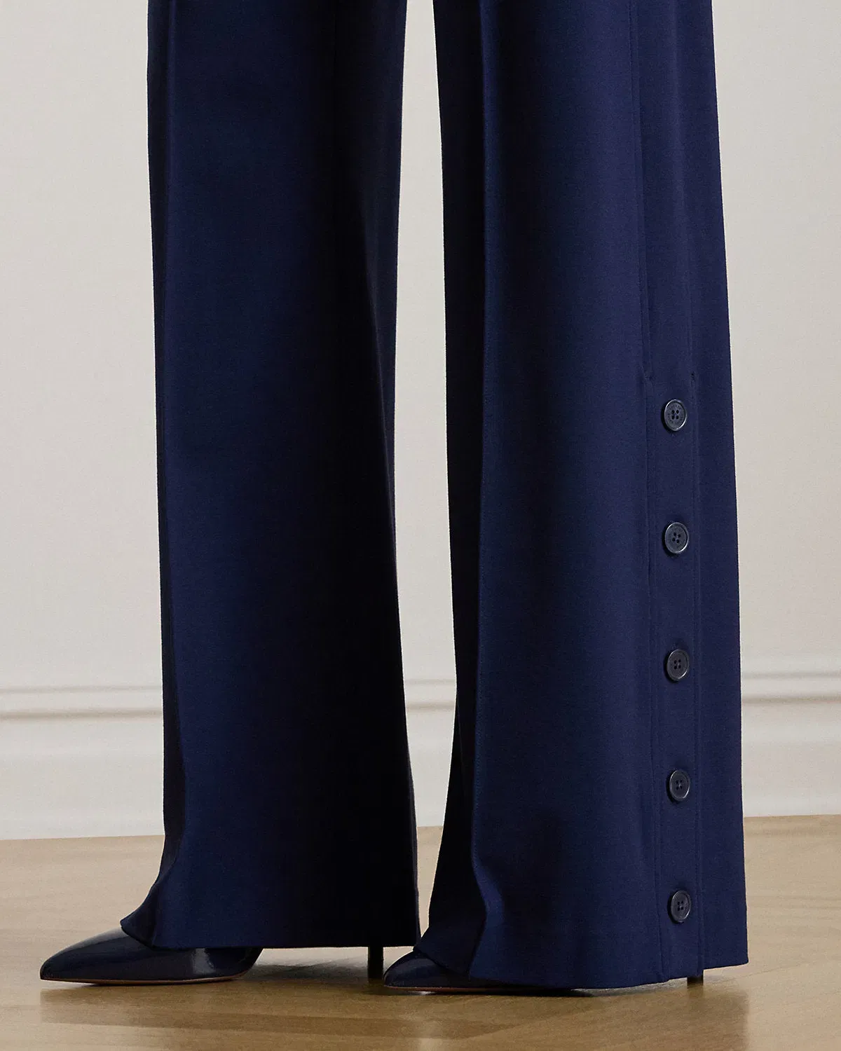 Ralph Lauren ButtonTrim Ponte WideLeg Pant