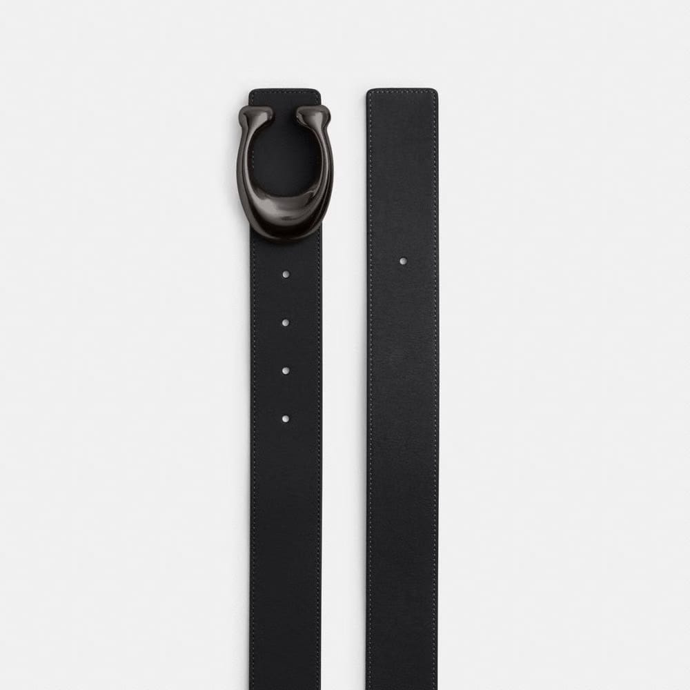 Coach Sculpted C Buckle Reversible Belt, 38 Mm Black Black