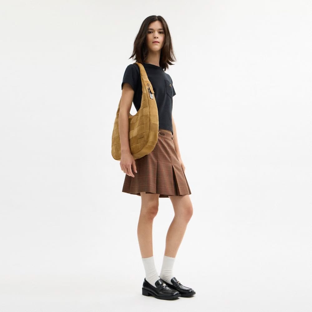 Coach Alter/Ego Large Crescent Shoulder Bag In Upcrafted Suede in Sand Suede