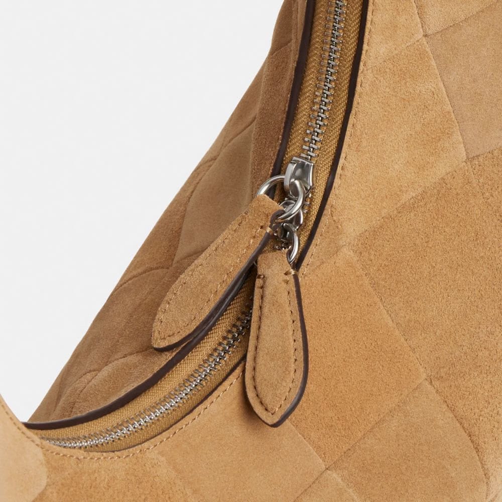 Coach Alter/Ego Large Crescent Shoulder Bag In Upcrafted Suede in Sand Suede