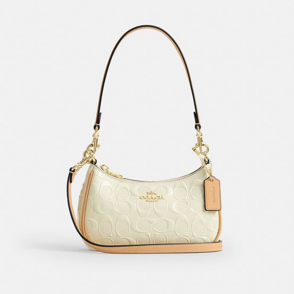 Coach Teri Mini Crossbody Bag In Signature Leather Gold Light Lemon