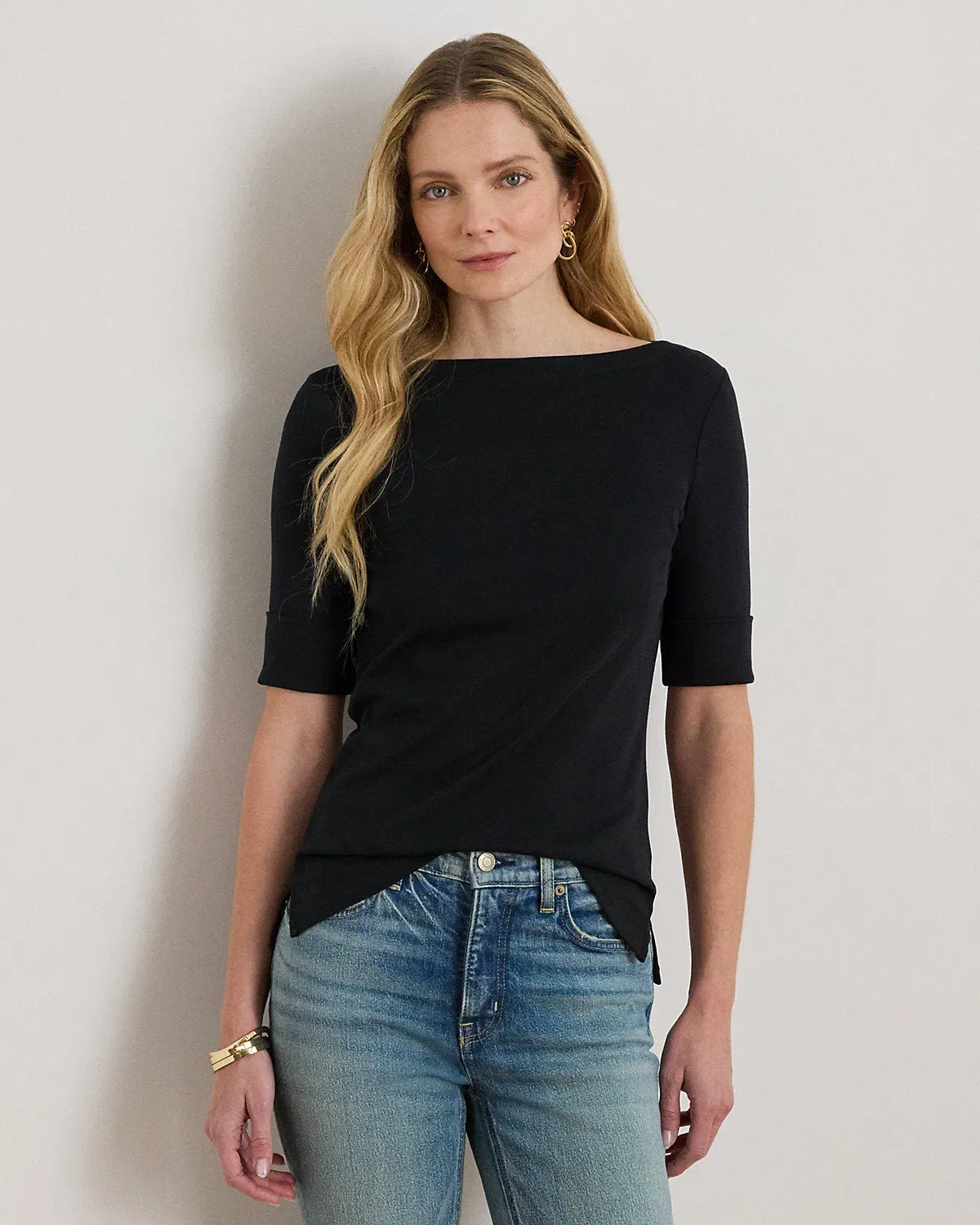 Ralph Lauren Stretch Cotton Boatneck T-Shirt