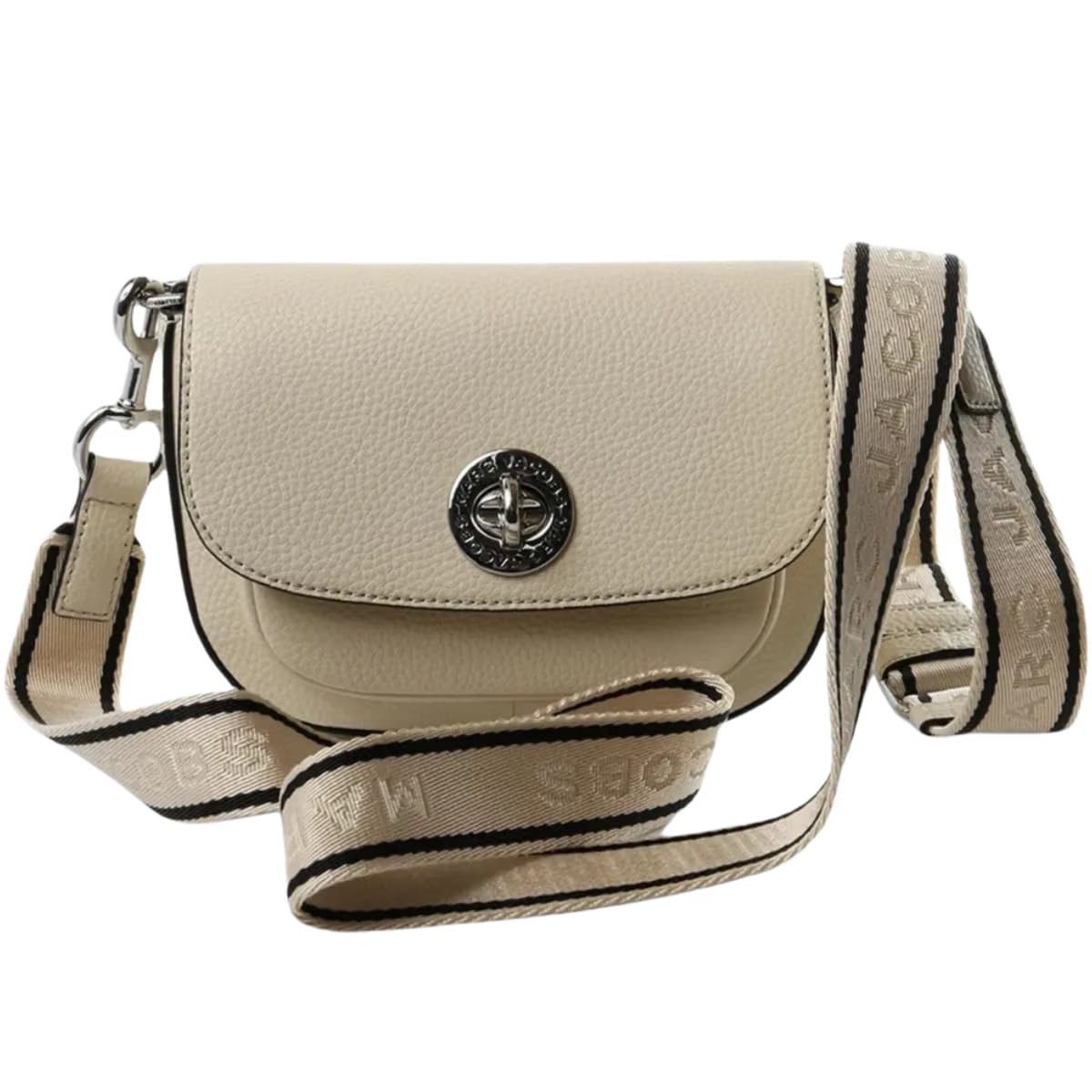 Marc Jacobs turnlock logo-strap shoulder light beige bag