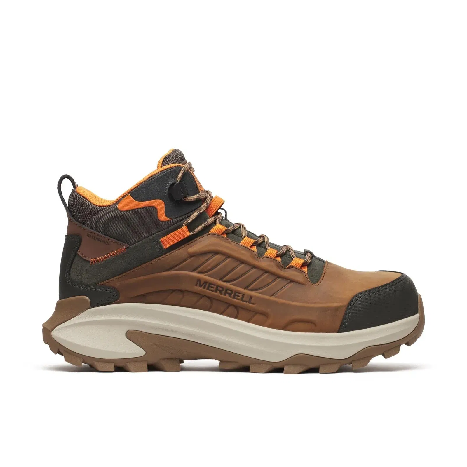 Merrell Men's Moab Speed 2 Mid Waterproof Carbon Fiber Work Boot Light Brown