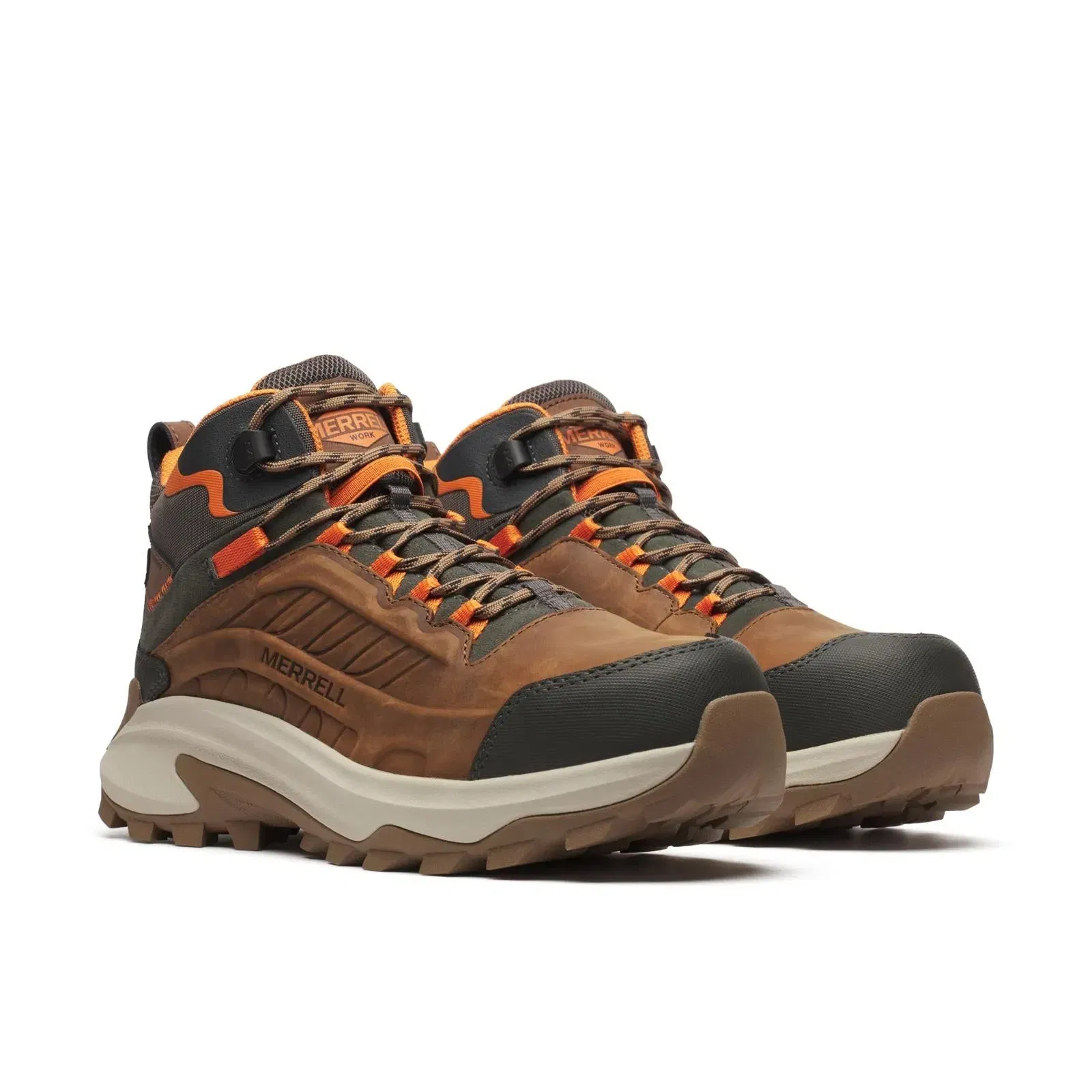 Merrell Men's Moab Speed 2 Mid Waterproof Carbon Fiber Work Boot Light Brown