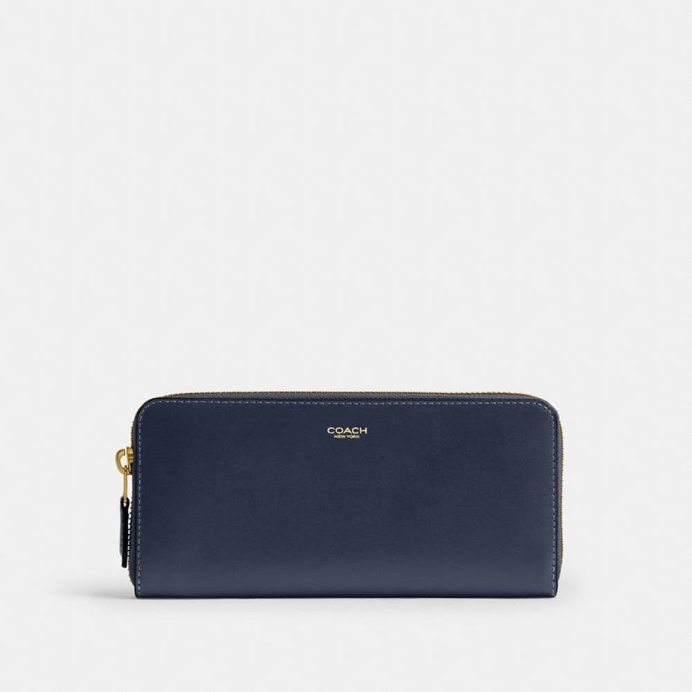 Coach New York Slim Accordion Zip Wallet Brass Navy
