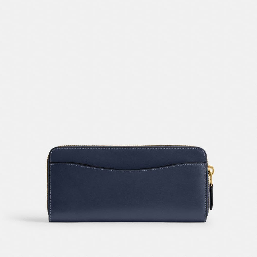 Coach New York Slim Accordion Zip Wallet Brass Navy